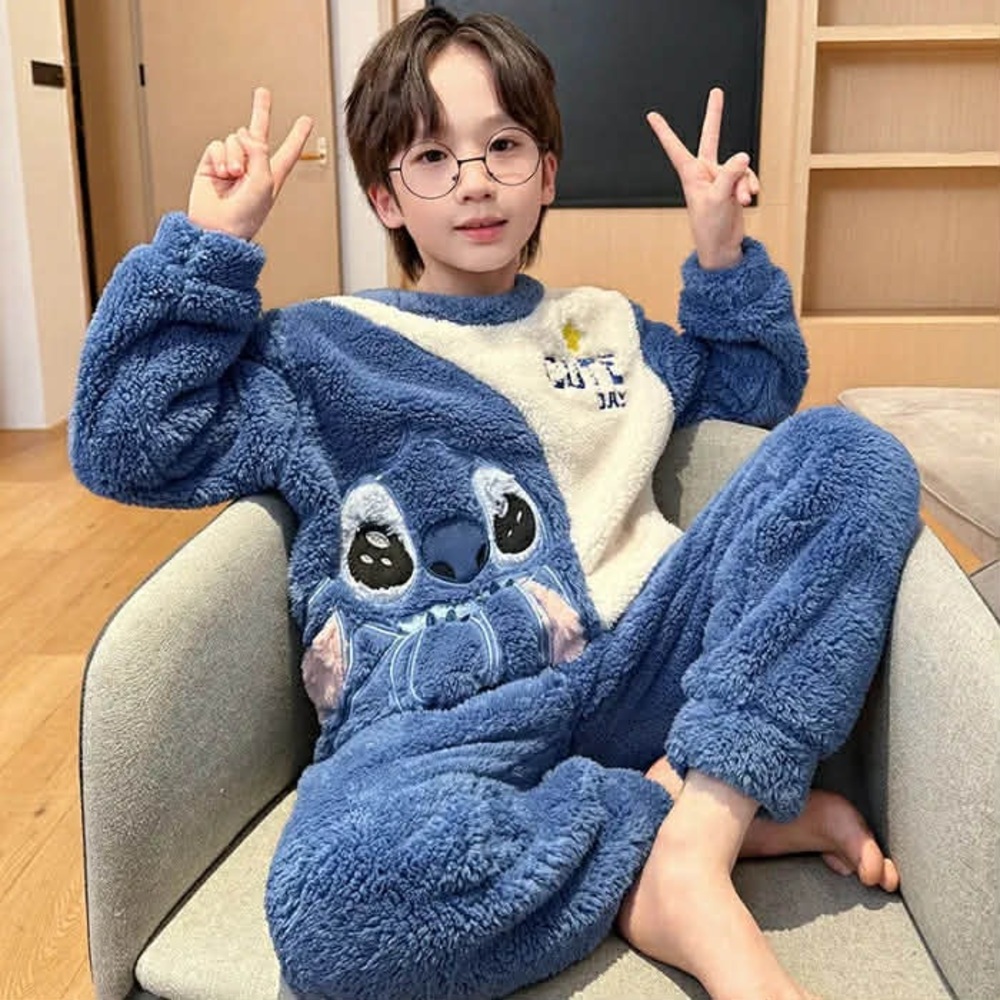 Blue Fuzzy Kids Pajamas